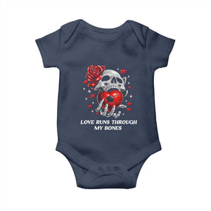 Love Runs Through My Bones Baby Onesie Funny Skeleton Soccer Gift TS12 Navy Print Your Wear