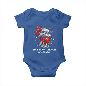 Love Runs Through My Bones Baby Onesie Funny Skeleton Soccer Gift TS12 Royal Blue Print Your Wear