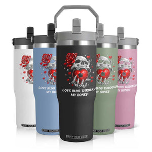 Love Runs Through My Bones Flip Straw Tumbler Funny Skeleton Soccer Gift TS12 Print Your Wear