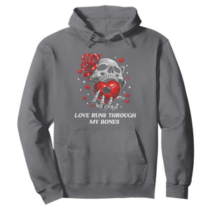 Love Runs Through My Bones Hoodie Funny Skeleton Soccer Gift TS12 Charcoal Print Your Wear