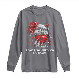 Love Runs Through My Bones Long Sleeve Shirt Funny Skeleton Soccer Gift TS12 Charcoal Print Your Wear