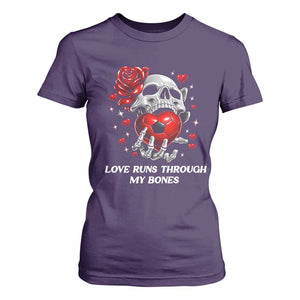Love Runs Through My Bones T Shirt For Women Funny Skeleton Soccer Gift TS12 Purple Print Your Wear