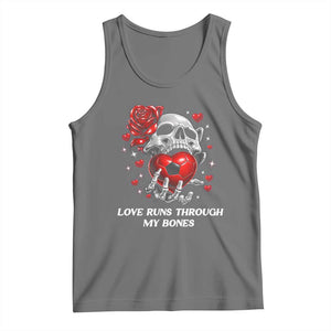 Love Runs Through My Bones Tank Top Funny Skeleton Soccer Gift TS12 Black Heather Print Your Wear