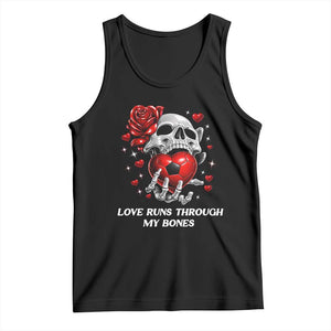 Love Runs Through My Bones Tank Top Funny Skeleton Soccer Gift TS12 Black Print Your Wear