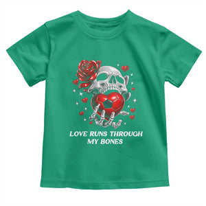 Love Runs Through My Bones Toddler T Shirt Funny Skeleton Soccer Gift TS12 Irish Green Print Your Wear