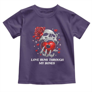 Love Runs Through My Bones Toddler T Shirt Funny Skeleton Soccer Gift TS12 Purple Print Your Wear