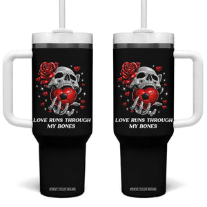 Love Runs Through My Bones Tumbler With Handle Funny Skeleton Soccer Gift TS12 One Size: 40 oz Black Print Your Wear