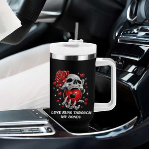 Love Runs Through My Bones Tumbler With Handle Funny Skeleton Soccer Gift TS12 Print Your Wear