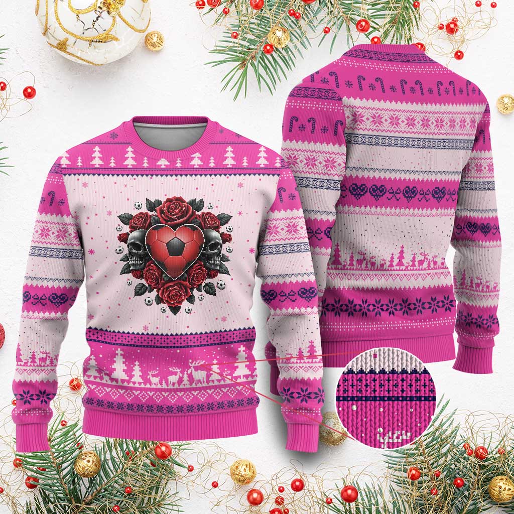 Skeleton Soccer Player Ugly Christmas Sweater Valentine Day Gift TS12 Hot Pink Print Your Wear