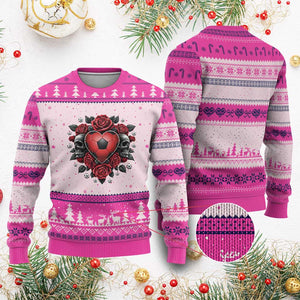 Skeleton Soccer Player Ugly Christmas Sweater Valentine Day Gift TS12 Hot Pink Print Your Wear