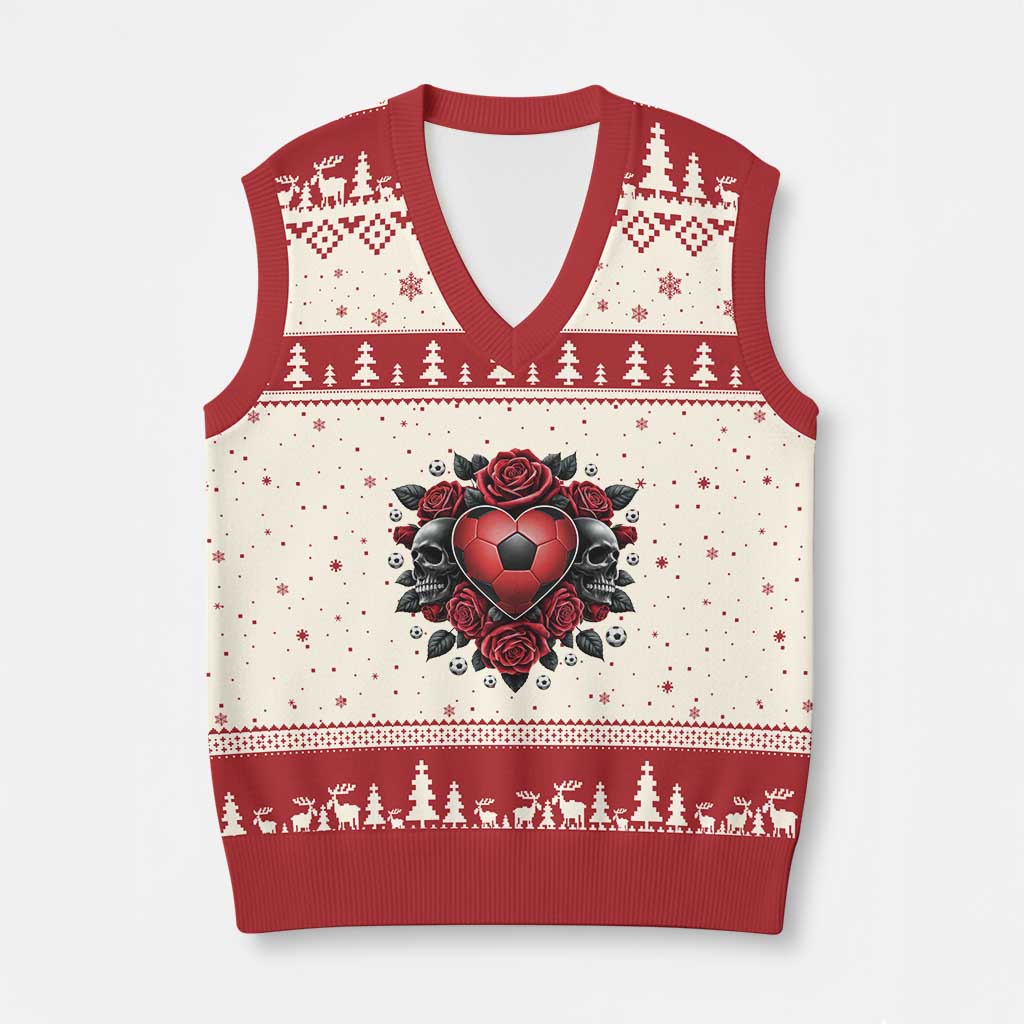 Skeleton Soccer Player V-Neck Knit Sweater Vest Valentine Day Gift TS12 Beige Red Print Your Wear
