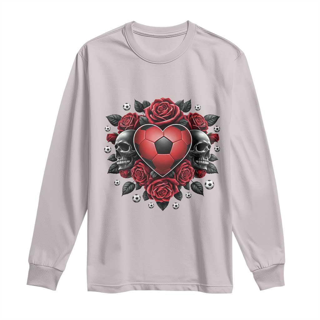 Skeleton Soccer Player Long Sleeve Shirt Valentine Day Gift TS12 Ice Gray Print Your Wear