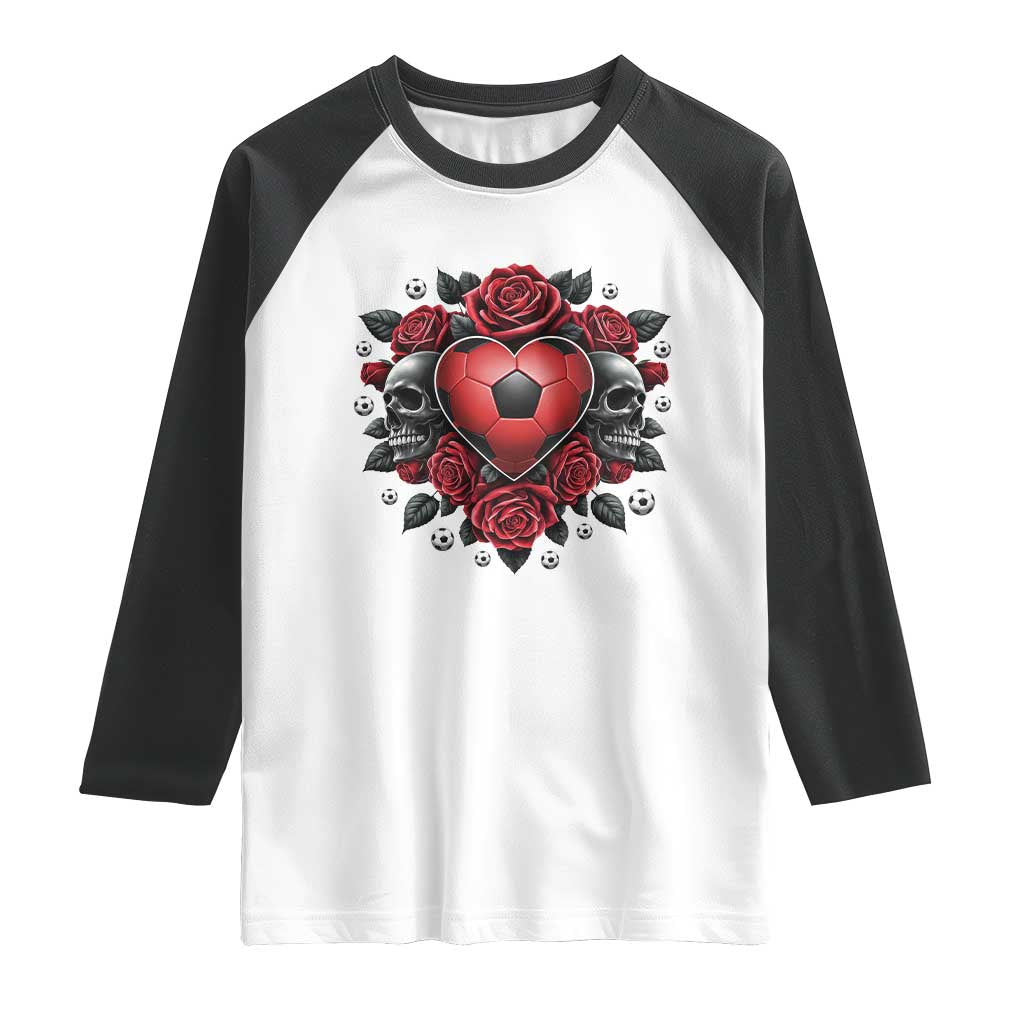 Skeleton Soccer Player Raglan Shirt Valentine Day Gift TS12 White Black Print Your Wear