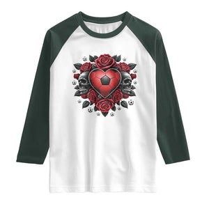 Skeleton Soccer Player Raglan Shirt Valentine Day Gift TS12 White Dark Forest Green Print Your Wear