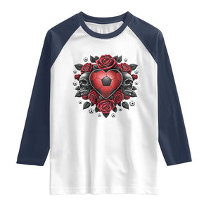 Skeleton Soccer Player Raglan Shirt Valentine Day Gift TS12 White Navy Print Your Wear