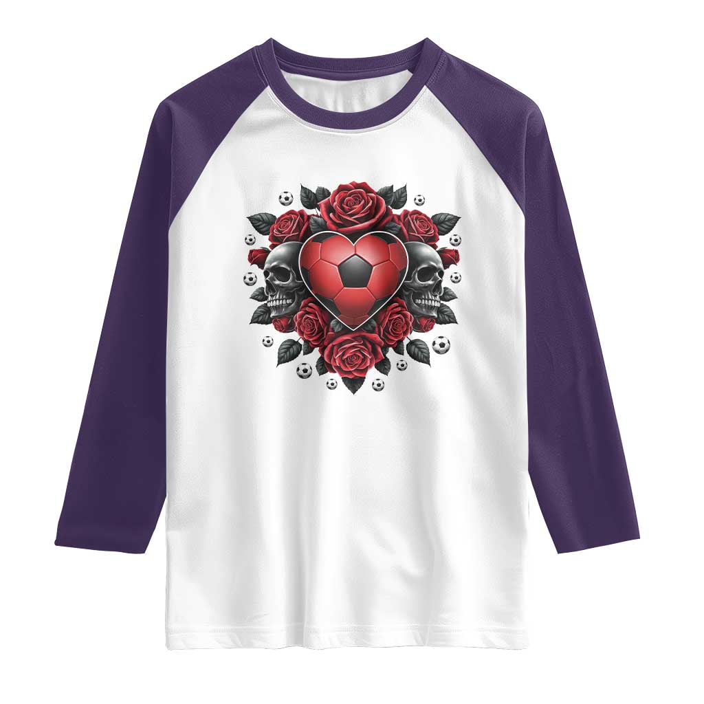 Skeleton Soccer Player Raglan Shirt Valentine Day Gift TS12 White Purple Print Your Wear