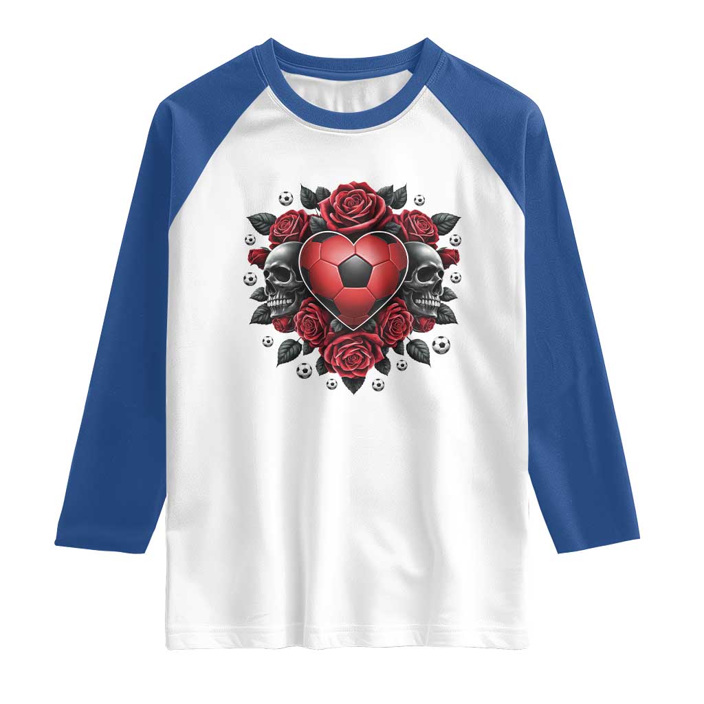 Skeleton Soccer Player Raglan Shirt Valentine Day Gift TS12 White Royal Print Your Wear