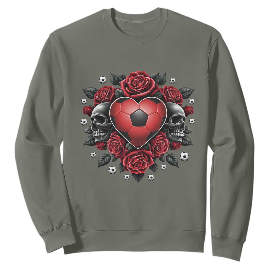 Skeleton Soccer Player Sweatshirt Valentine Day Gift TS12 Military Green Print Your Wear