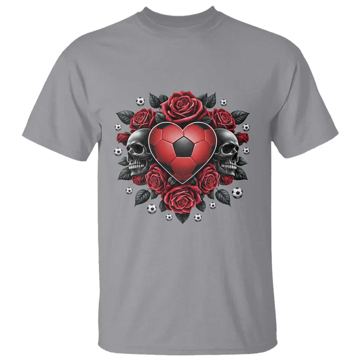 Skeleton Soccer Player T Shirt Valentine Day Gift TS12 Sport Gray Print Your Wear