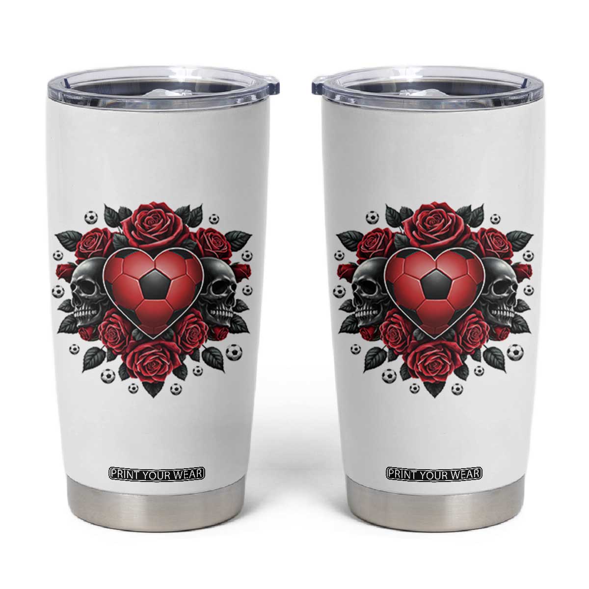 Skeleton Soccer Player Tumbler Cup Valentine Day Gift TS12 White Print Your Wear