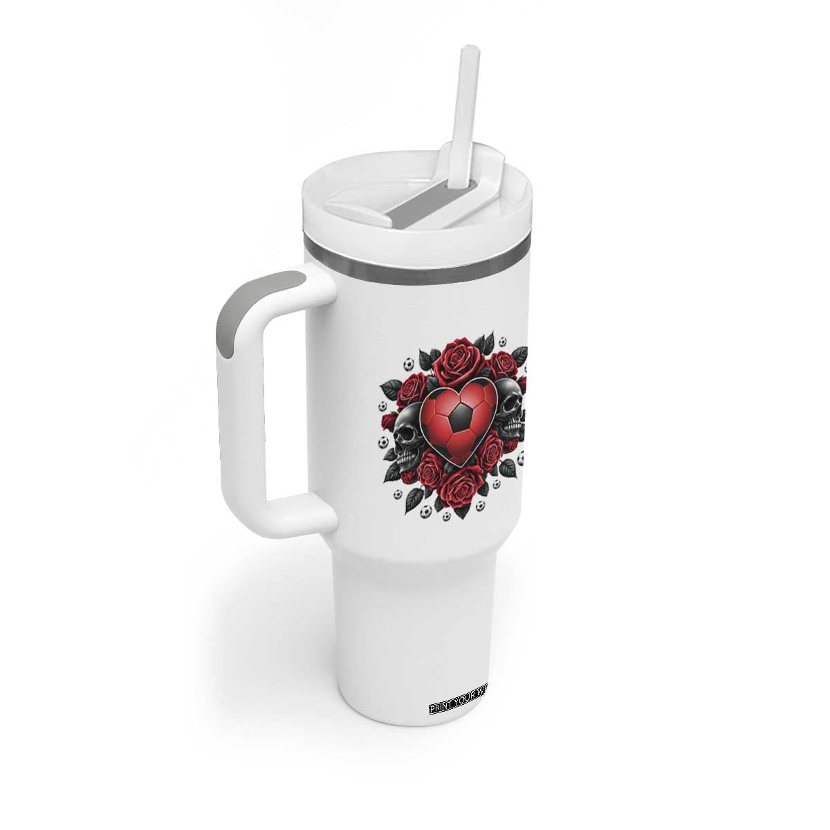 Skeleton Soccer Player Tumbler With Handle Valentine Day Gift TS12 Print Your Wear
