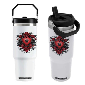 Skeleton Soccer Player Flip Straw Tumbler Valentine Day Gift TS12 One Size: 30 oz White Print Your Wear