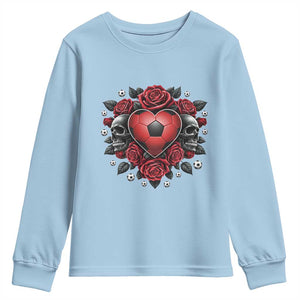 Skeleton Soccer Player Youth Sweatshirt Valentine Day Gift TS12 Light Blue Print Your Wear