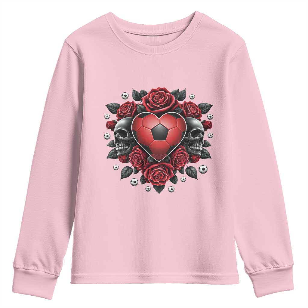 Skeleton Soccer Player Youth Sweatshirt Valentine Day Gift TS12 Light Pink Print Your Wear