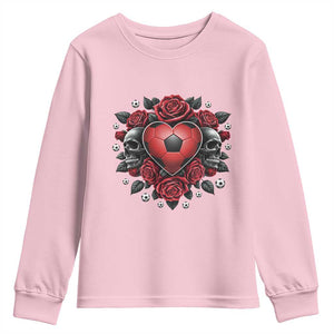 Skeleton Soccer Player Youth Sweatshirt Valentine Day Gift TS12 Light Pink Print Your Wear