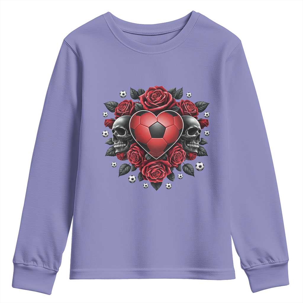 Skeleton Soccer Player Youth Sweatshirt Valentine Day Gift TS12 Violet Print Your Wear