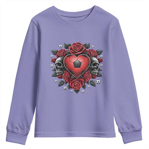 Skeleton Soccer Player Youth Sweatshirt Valentine Day Gift TS12 Violet Print Your Wear