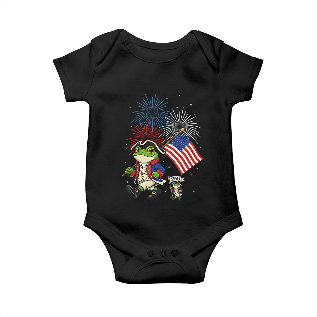Funny Patriotic Frog Baby Onesie Celebrating 250 Years Of Freedom TS12 Black Print Your Wear