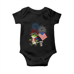 Funny Patriotic Frog Baby Onesie Celebrating 250 Years Of Freedom TS12 Black Print Your Wear