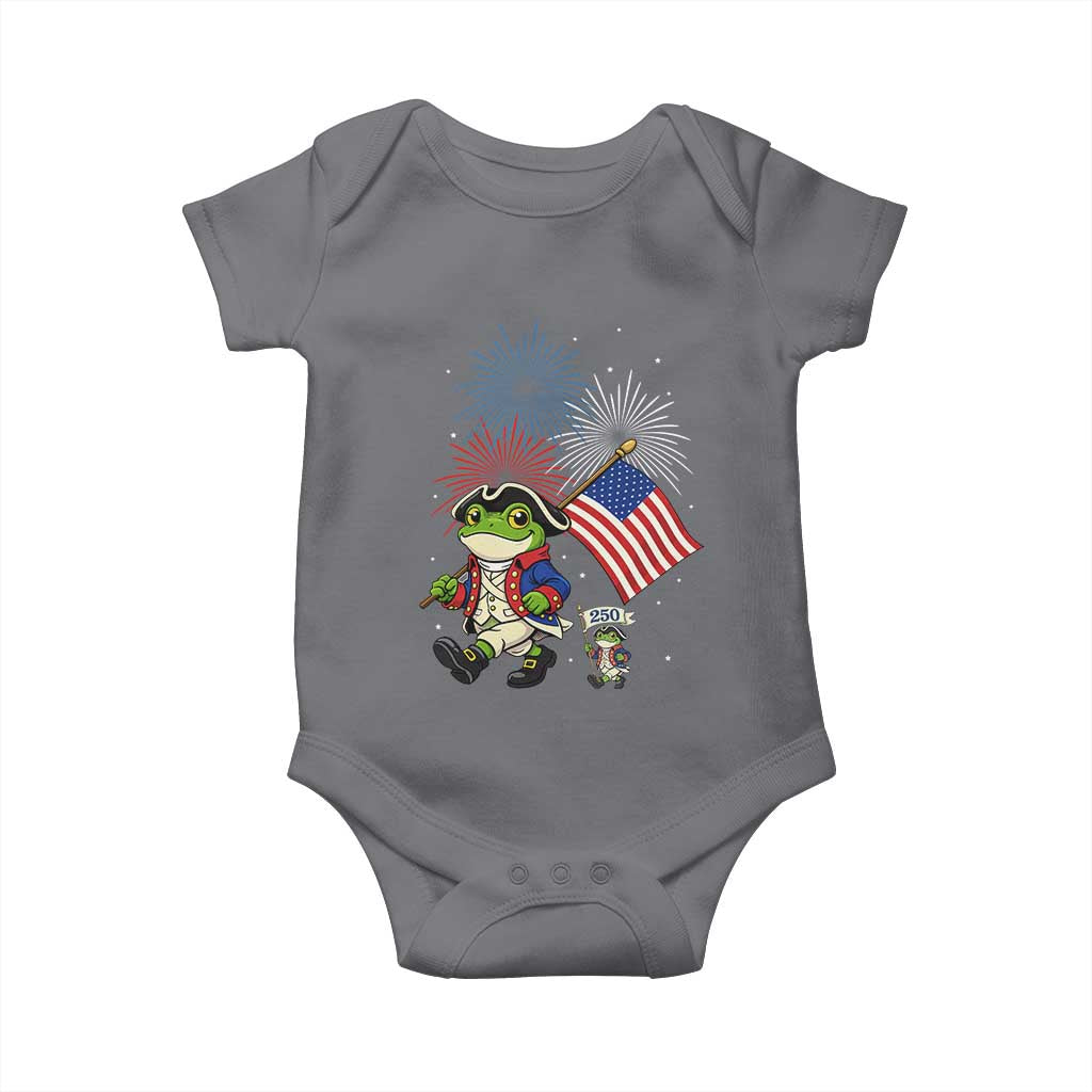 Funny Patriotic Frog Baby Onesie Celebrating 250 Years Of Freedom TS12 Charcoal Print Your Wear