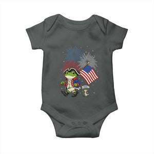 Funny Patriotic Frog Baby Onesie Celebrating 250 Years Of Freedom TS12 Dark Heather Print Your Wear