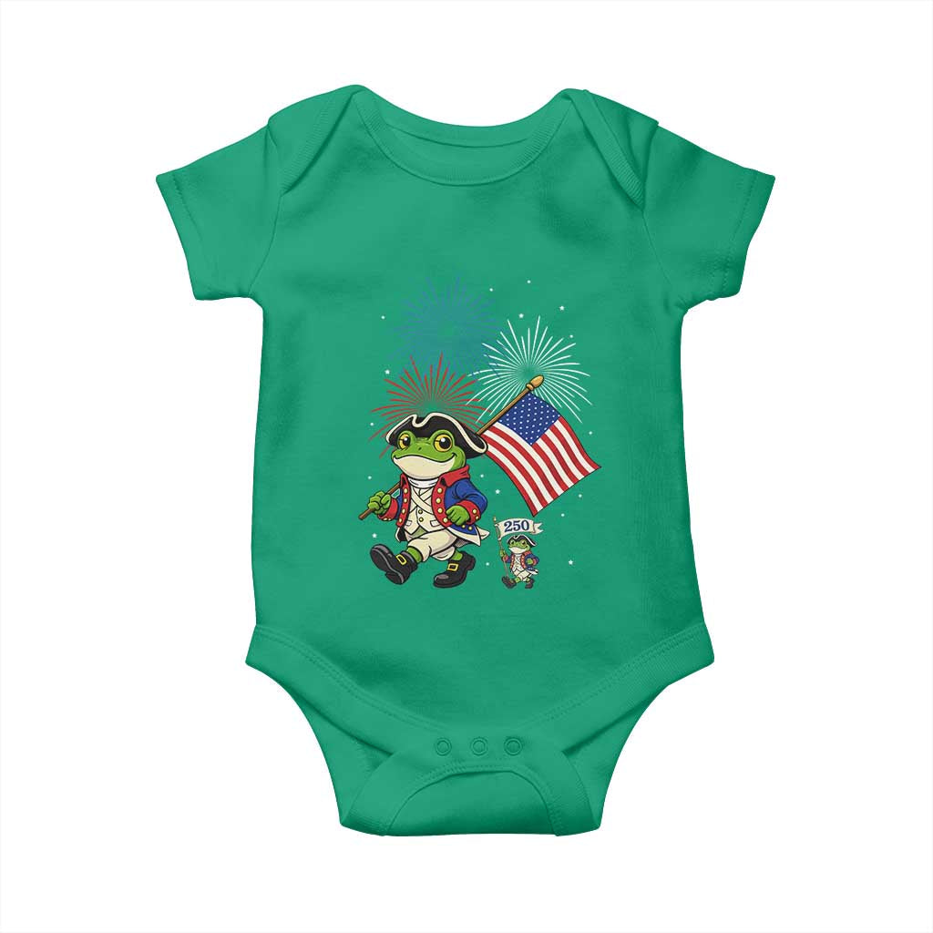 Funny Patriotic Frog Baby Onesie Celebrating 250 Years Of Freedom TS12 Irish Green Print Your Wear