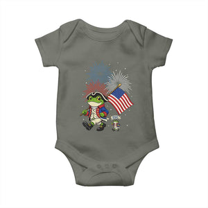 Funny Patriotic Frog Baby Onesie Celebrating 250 Years Of Freedom TS12 Military Green Print Your Wear