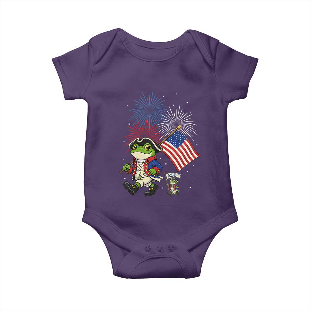 Funny Patriotic Frog Baby Onesie Celebrating 250 Years Of Freedom TS12 Purple Print Your Wear