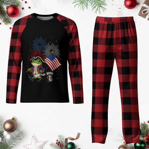 Funny Patriotic Frog Plaid Pajama Set Celebrating 250 Years Of Freedom TS12 Buffalo Plaid Print Your Wear