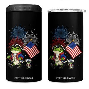 Funny Patriotic Frog 4 in 1 Can Cooler Tumbler Celebrating 250 Years Of Freedom TS12 One Size: 16 oz Black Print Your Wear