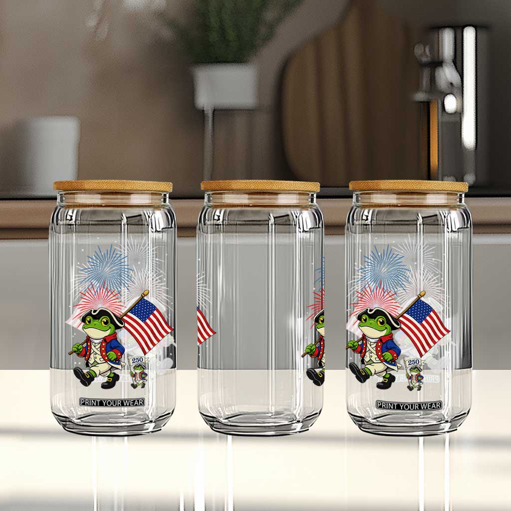Funny Patriotic Frog Glass Can Celebrating 250 Years Of Freedom TS12 Print Your Wear