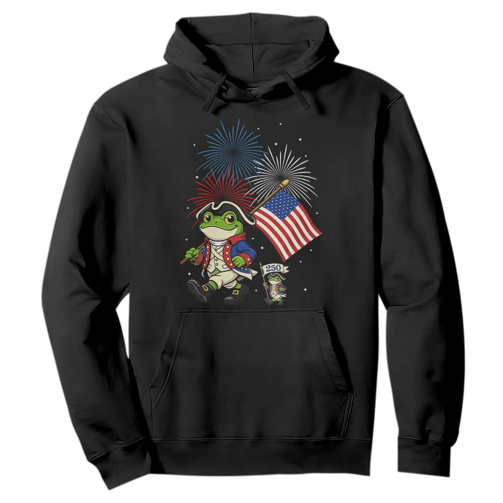 Funny Patriotic Frog Hoodie Celebrating 250 Years Of Freedom TS12 Black Print Your Wear