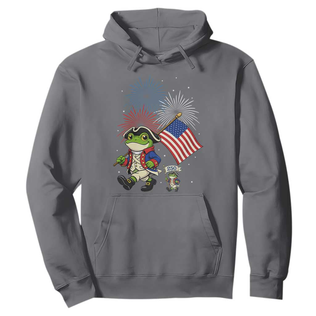 Funny Patriotic Frog Hoodie Celebrating 250 Years Of Freedom TS12 Charcoal Print Your Wear