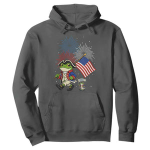 Funny Patriotic Frog Hoodie Celebrating 250 Years Of Freedom TS12 Dark Heather Print Your Wear