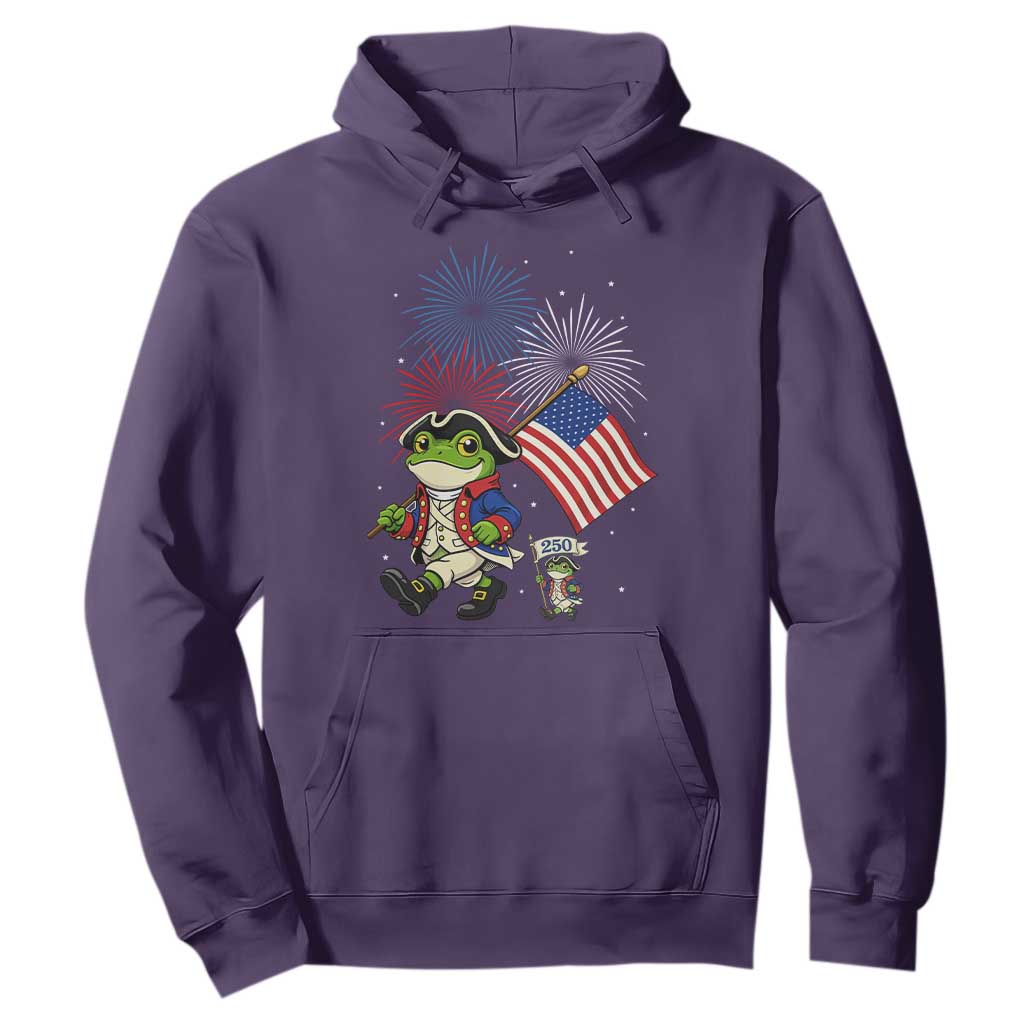 Funny Patriotic Frog Hoodie Celebrating 250 Years Of Freedom TS12 Purple Print Your Wear