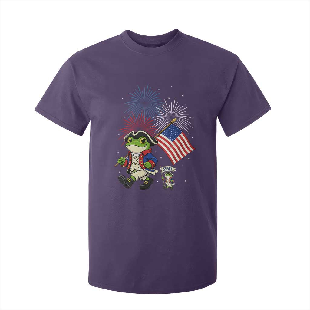 Funny Patriotic Frog T Shirt For Kid Celebrating 250 Years Of Freedom TS12 Purple Print Your Wear