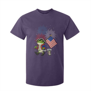 Funny Patriotic Frog T Shirt For Kid Celebrating 250 Years Of Freedom TS12 Purple Print Your Wear