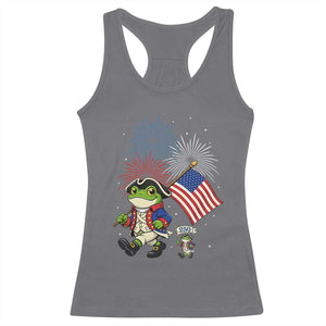 Funny Patriotic Frog Racerback Tank Top Celebrating 250 Years Of Freedom TS12 Charcoal Print Your Wear