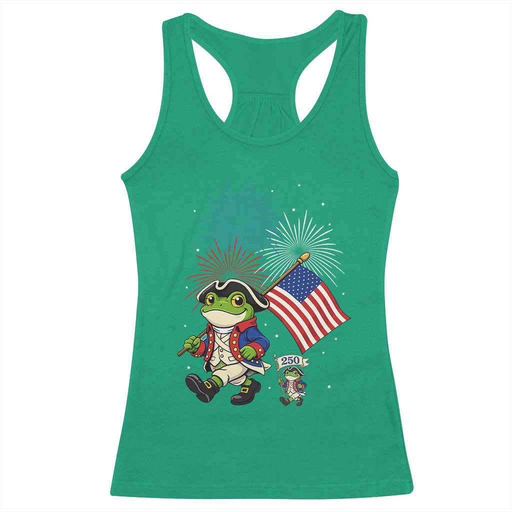 Funny Patriotic Frog Racerback Tank Top Celebrating 250 Years Of Freedom TS12 Irish Green Print Your Wear