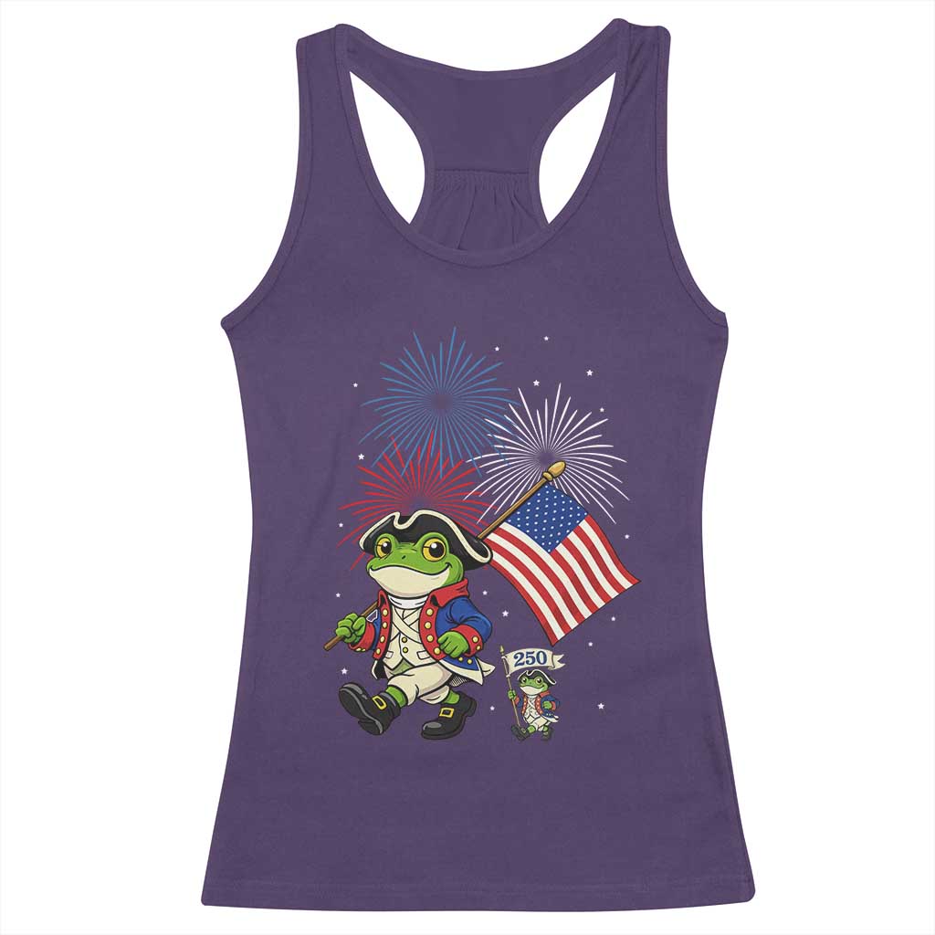 Funny Patriotic Frog Racerback Tank Top Celebrating 250 Years Of Freedom TS12 Purple Print Your Wear